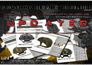 Gunnock Helmet Builder updated interface showcasing various helmet configurations and designs for customization.